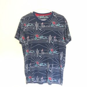 Blue and red, medium, western, t-shirt